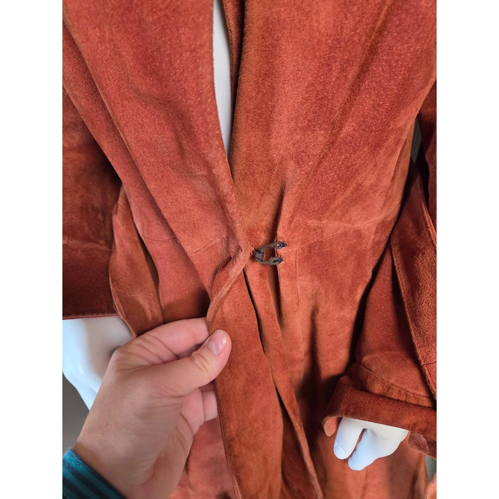 Jean Pecarel Paris 1970 penny lane Vintage Suede real fur Orange rust small - Picture 7 of 16